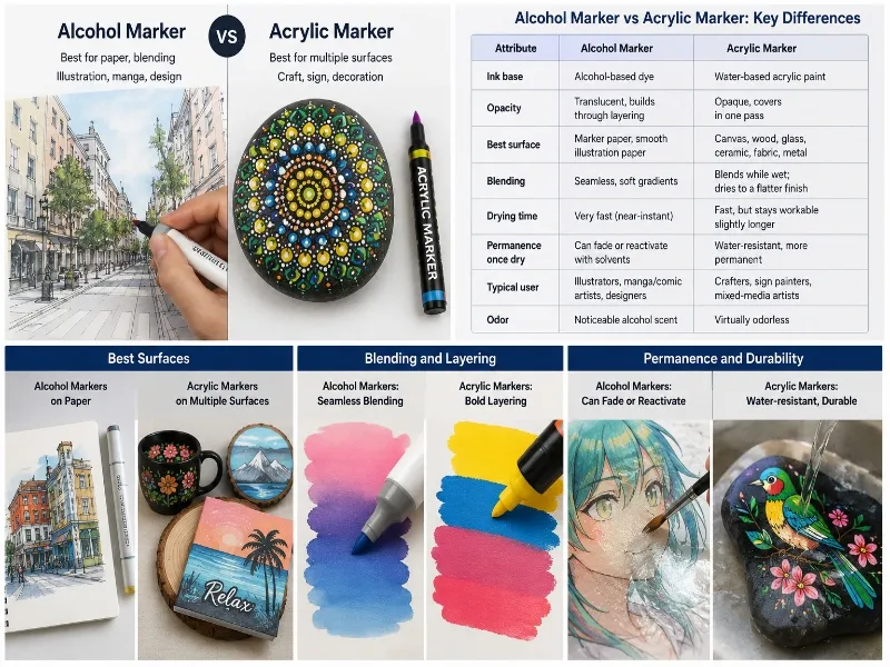 Alcohol Marker vs Acrylic Marker: Full Comparison Guide