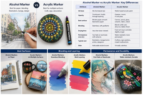 Alcohol Marker vs Acrylic Marker